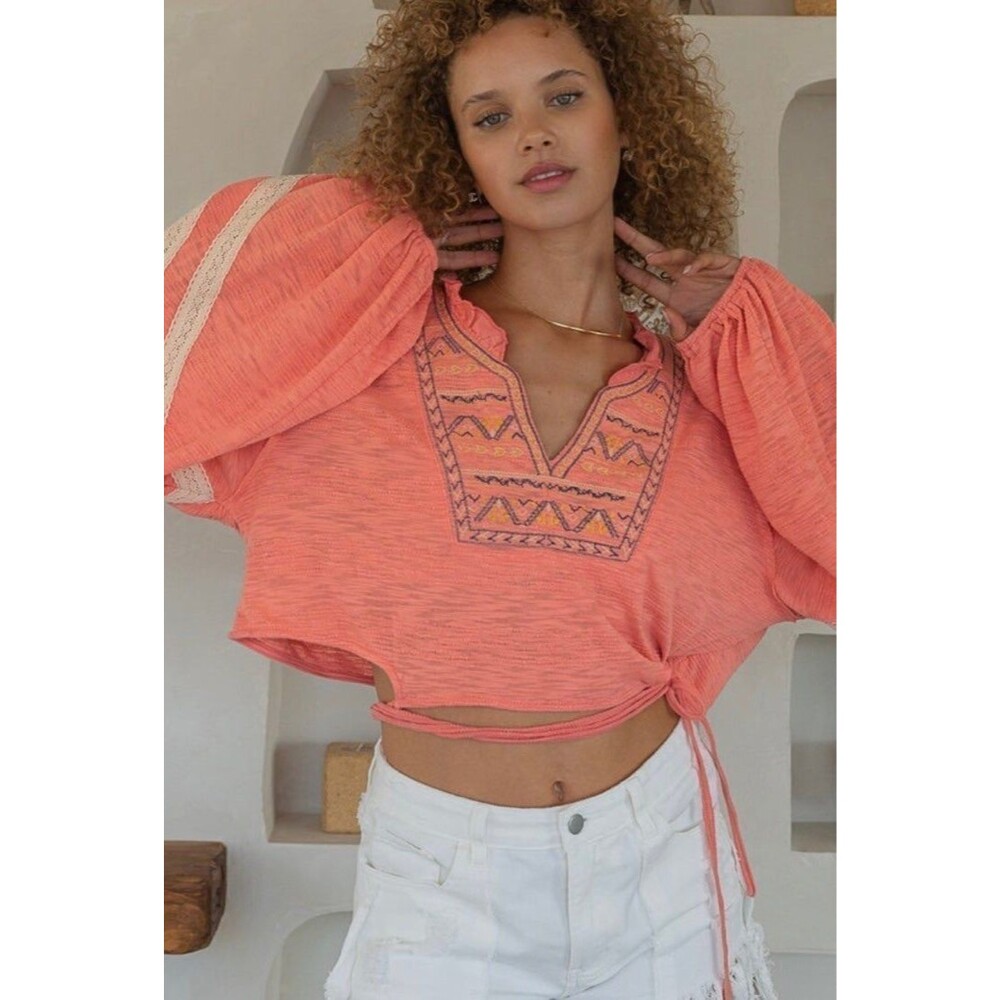 Pol Top cropped tie BRAND NEW in wrap women’s medium CORAL colorway BRAND NEW